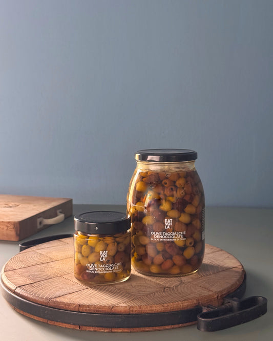 OLIVE TAGGIASCHE DENOCCIOLATE in olio extravergine di oliva
